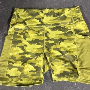 Fabletics Green Camo Bike Shorts